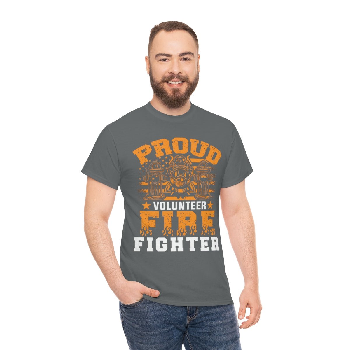 Proud Volunteer Firefighter Heavy Cotton Tee