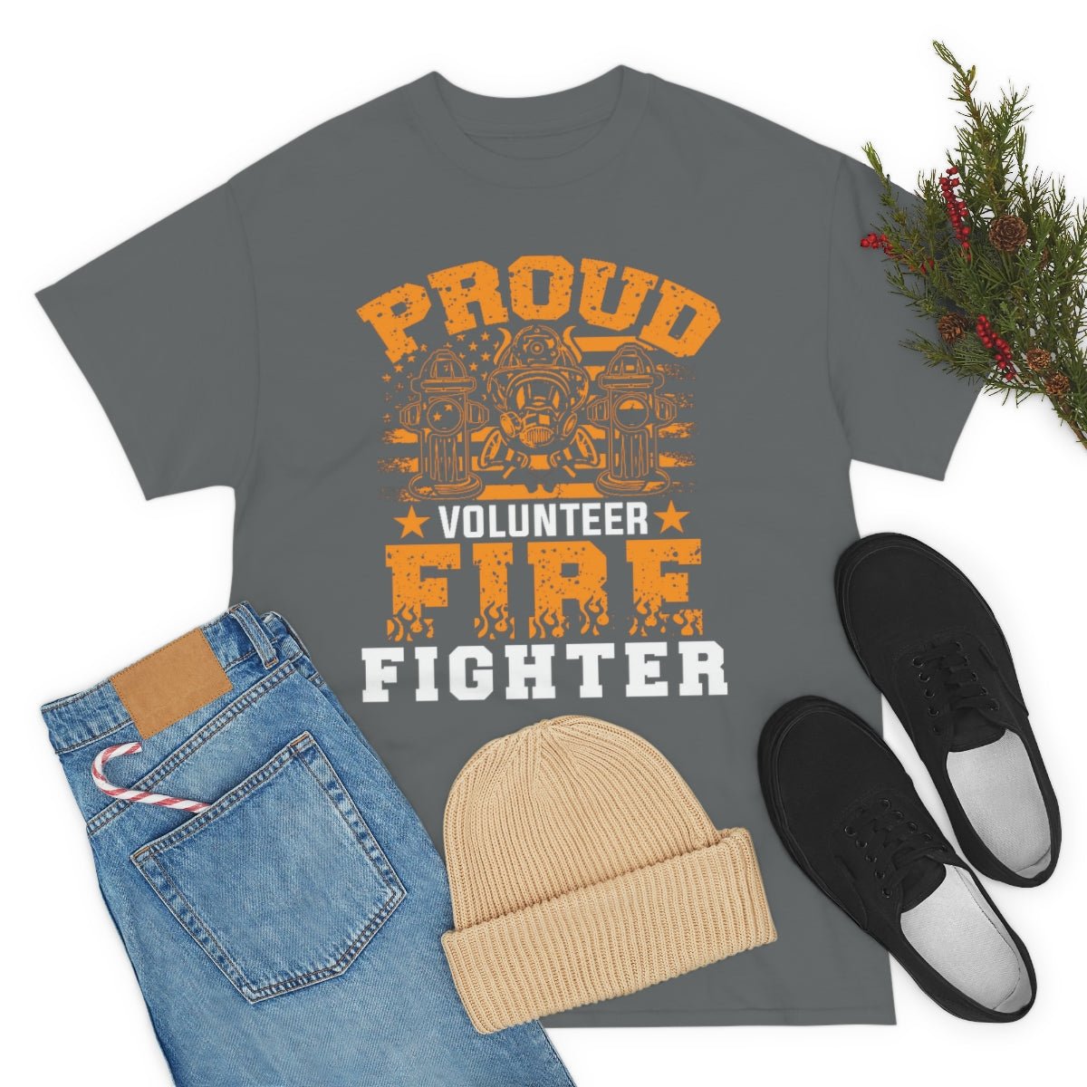 Proud Volunteer Firefighter Heavy Cotton Tee