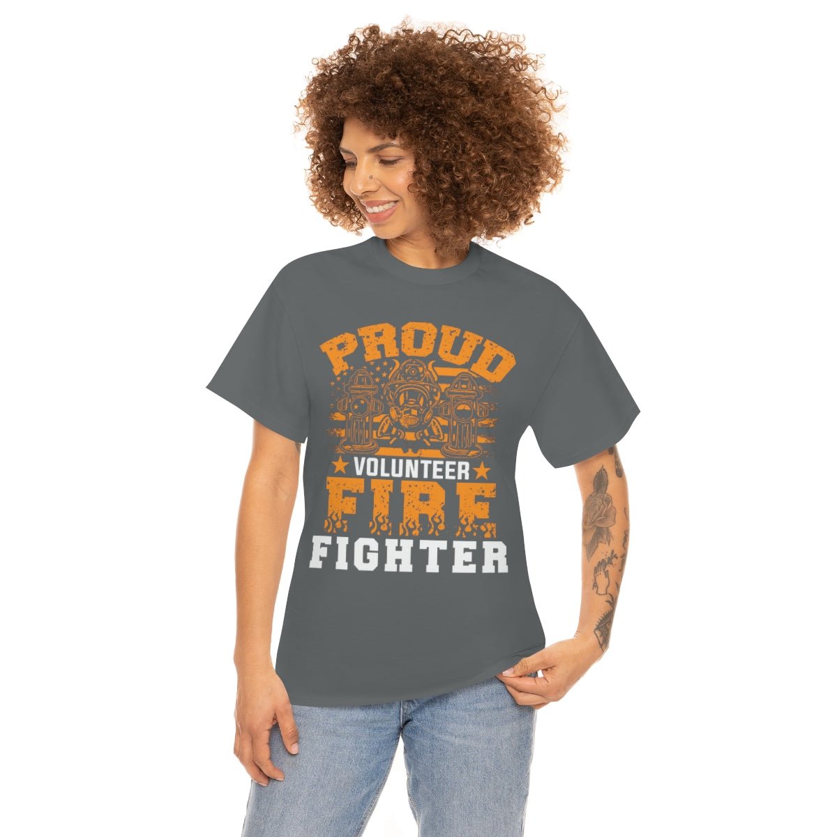 Proud Volunteer Firefighter Heavy Cotton Tee - Salty Medic Clothing Co.