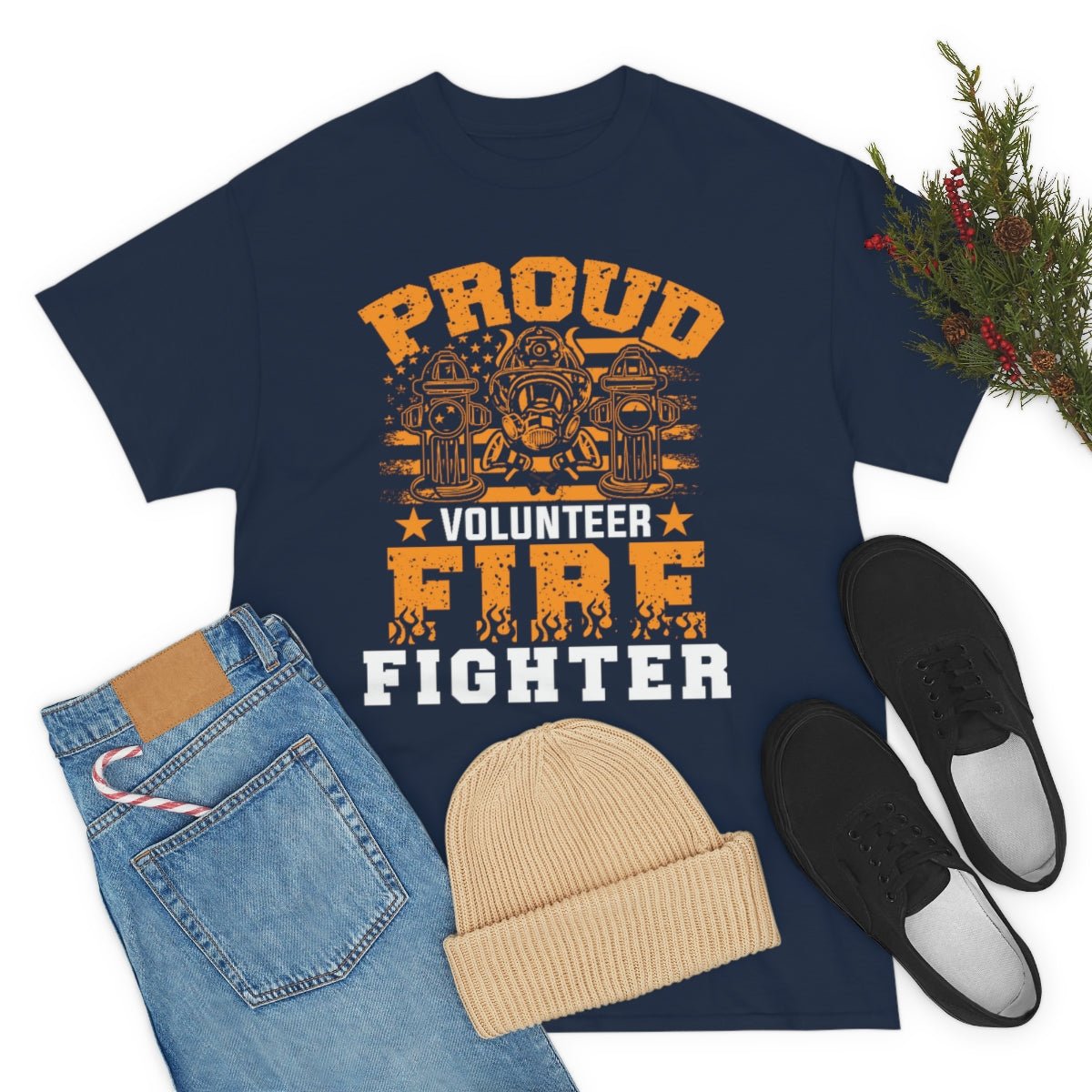 Proud Volunteer Firefighter Heavy Cotton Tee