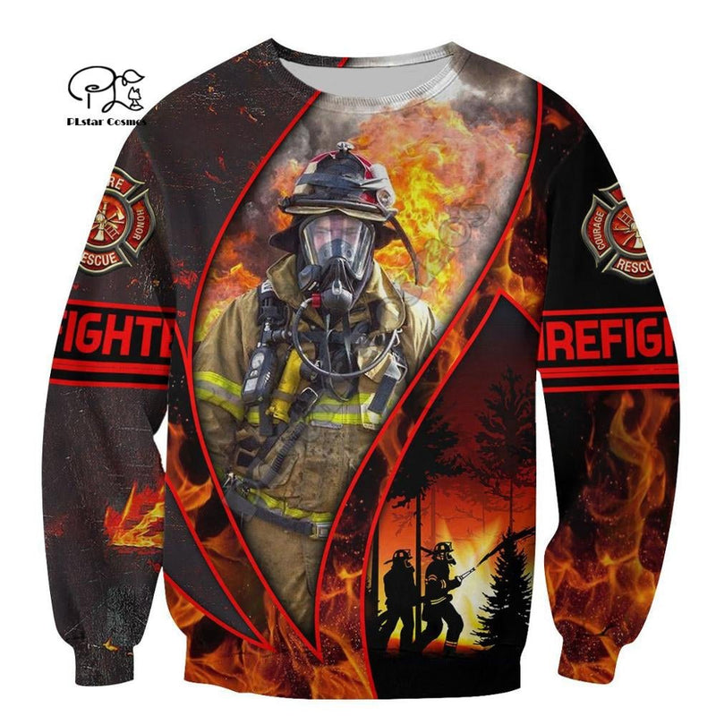 Red/Black Fireman Sublimated Hoodie, Zip-Up or Sweatshirt - Salty Medic Clothing Co.