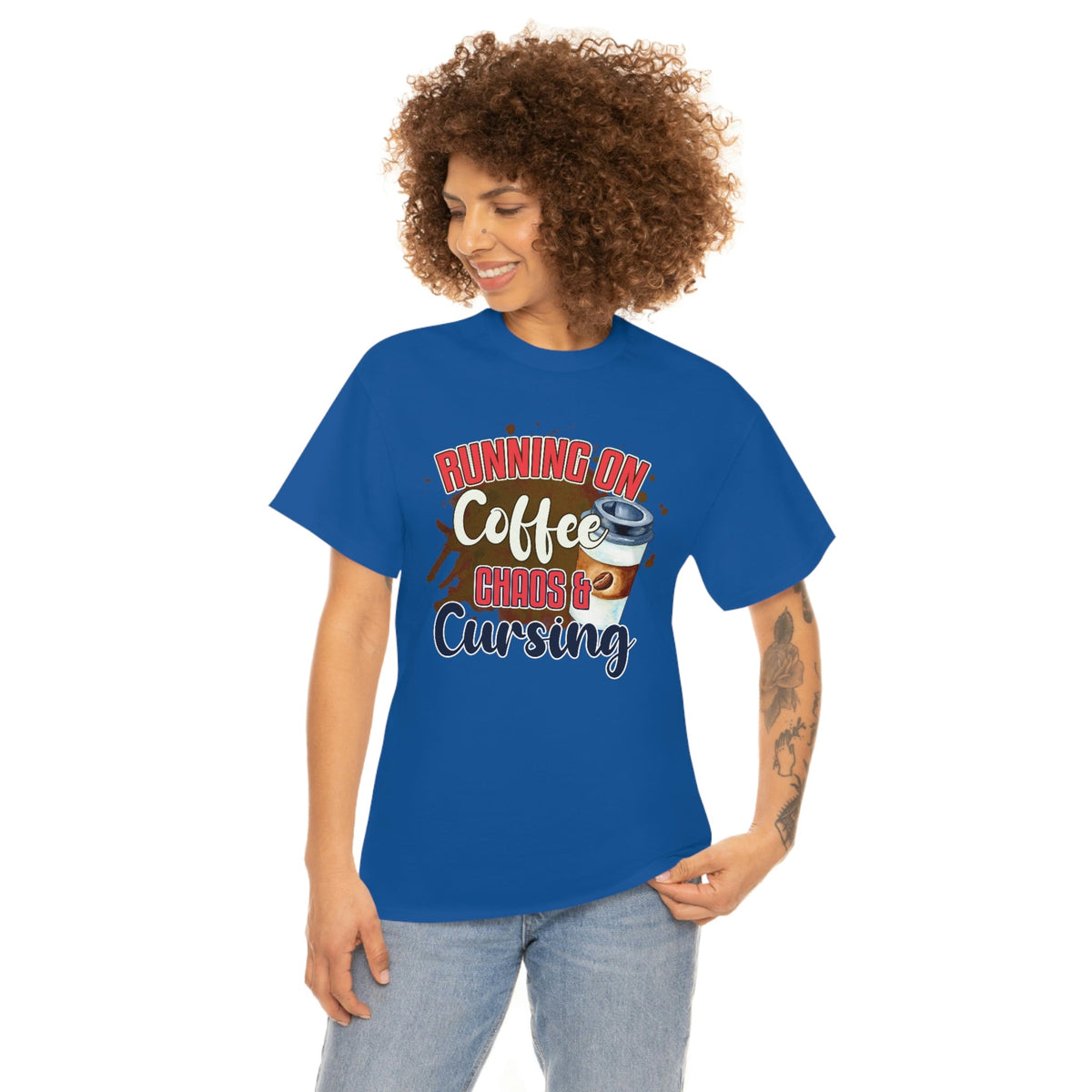 Running On Coffee, Cursing and Chaos Cotton Tee