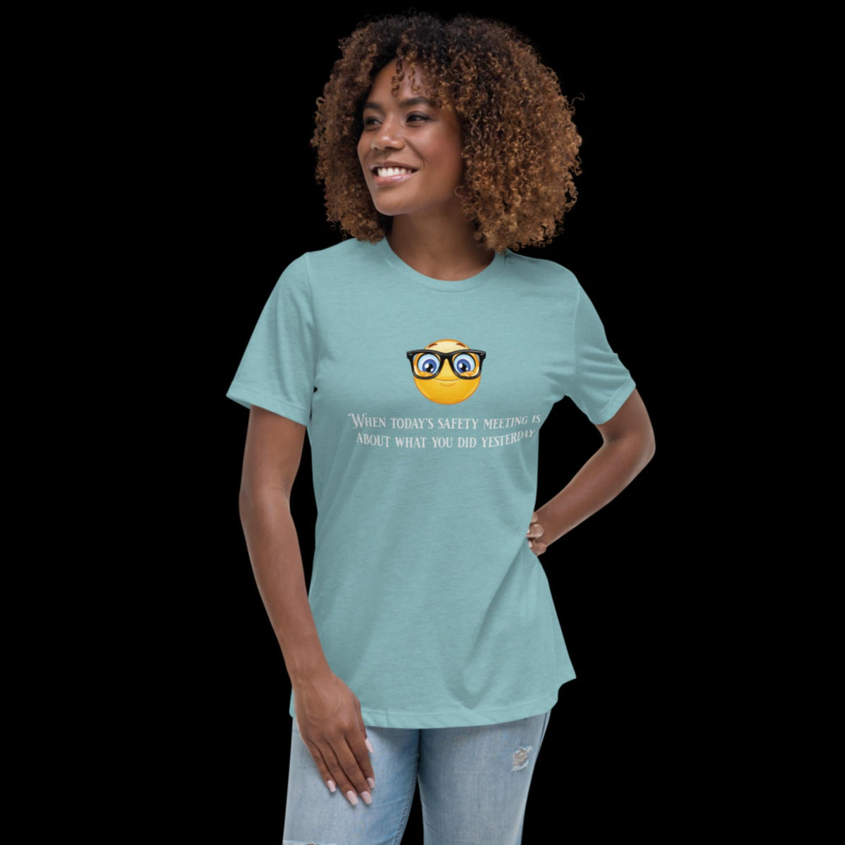 Saftey Meeting Women's Relaxed T-Shirt Heather Blue Lagoon