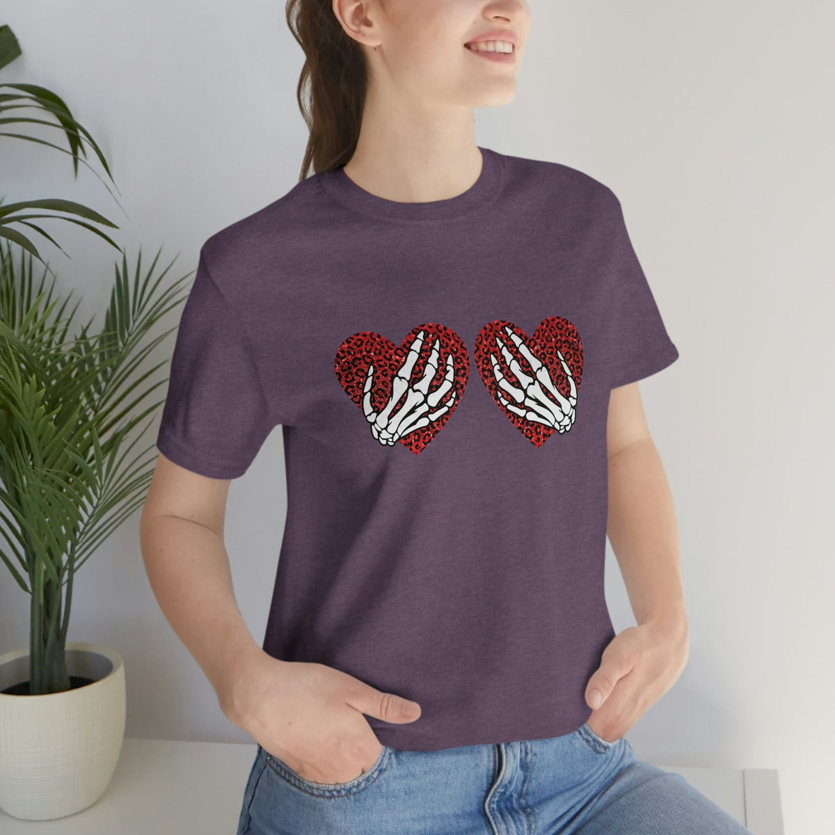 Skeleton Hearts Women's Short Sleeve Tee Heather Team Purple