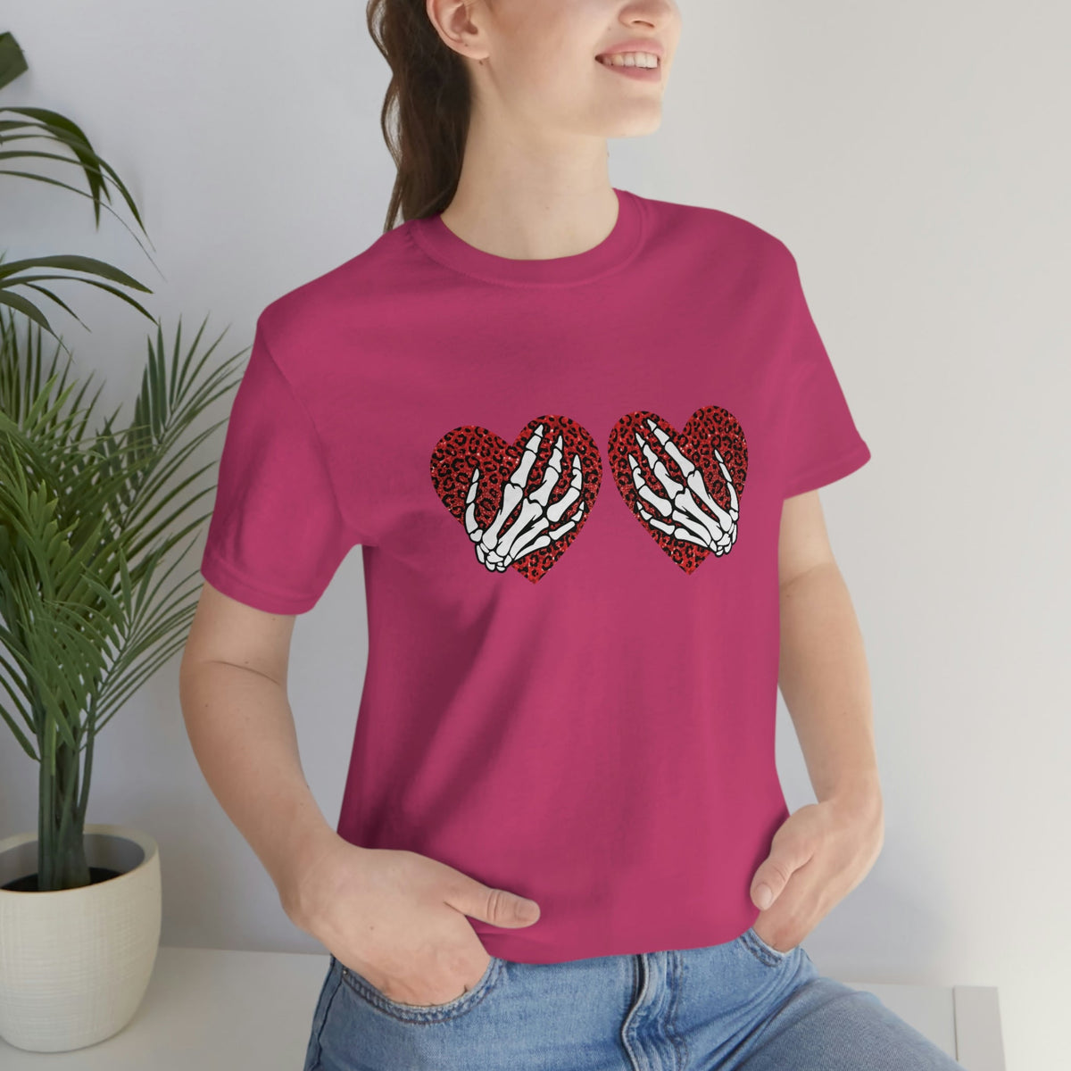 Skeleton Hearts Women's Short Sleeve Tee Berry