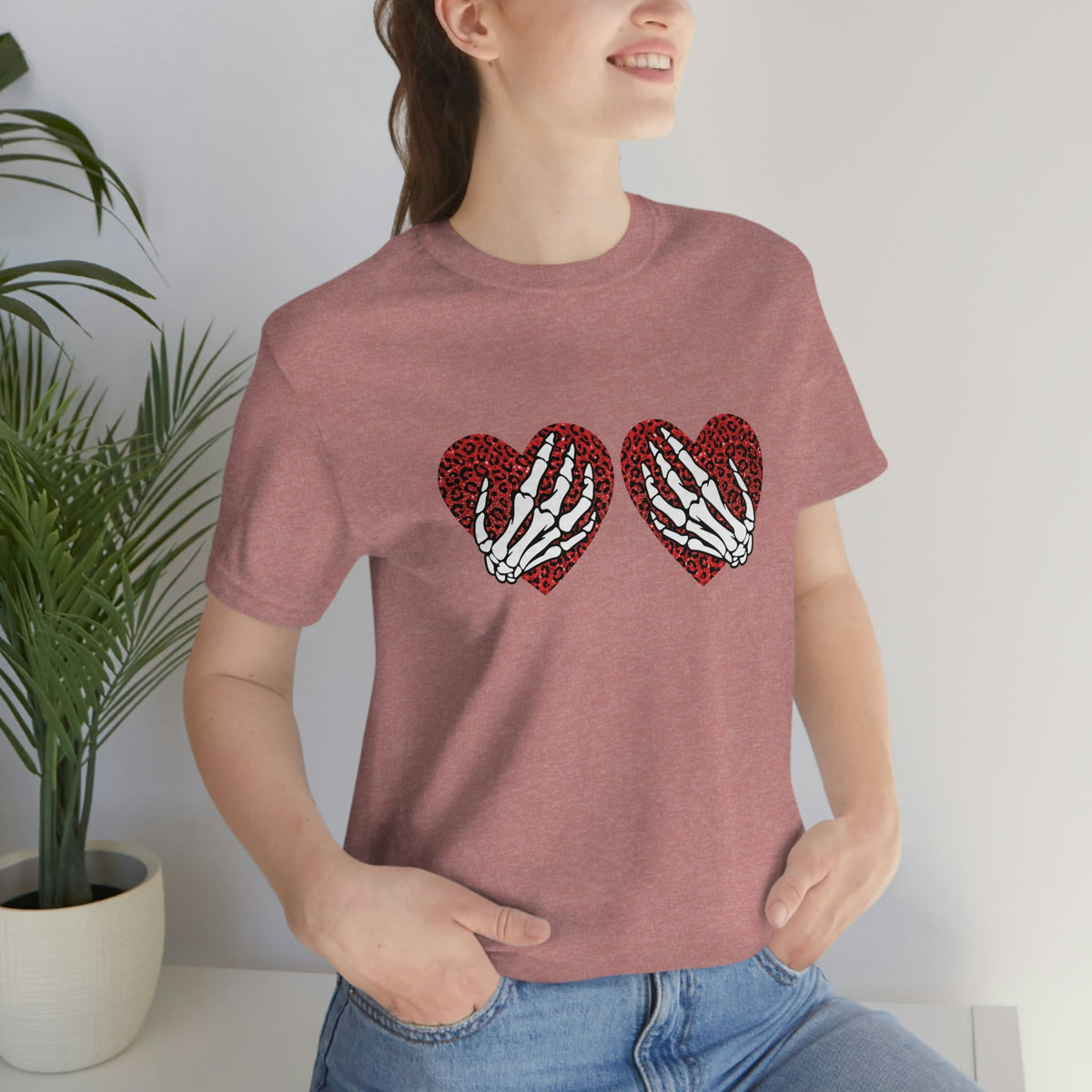 Skeleton Hearts Women's Short Sleeve Tee Heather Mauve