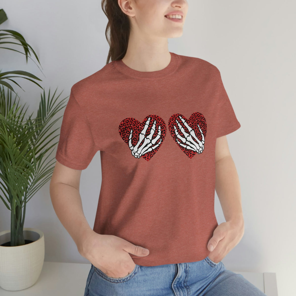 Skeleton Hearts Women's Short Sleeve Tee Heather Clay