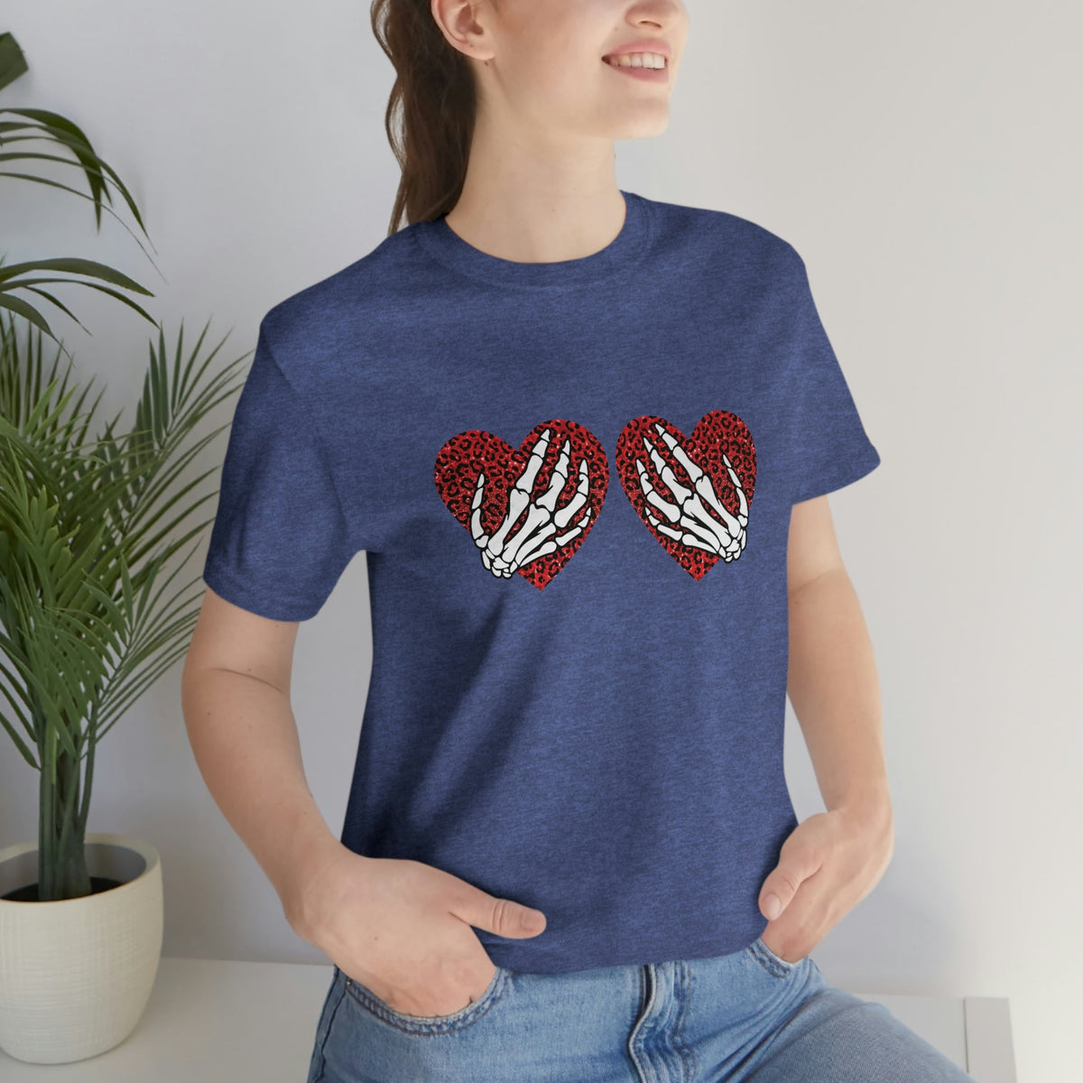 Skeleton Hearts Women's Short Sleeve Tee Heather True Royal