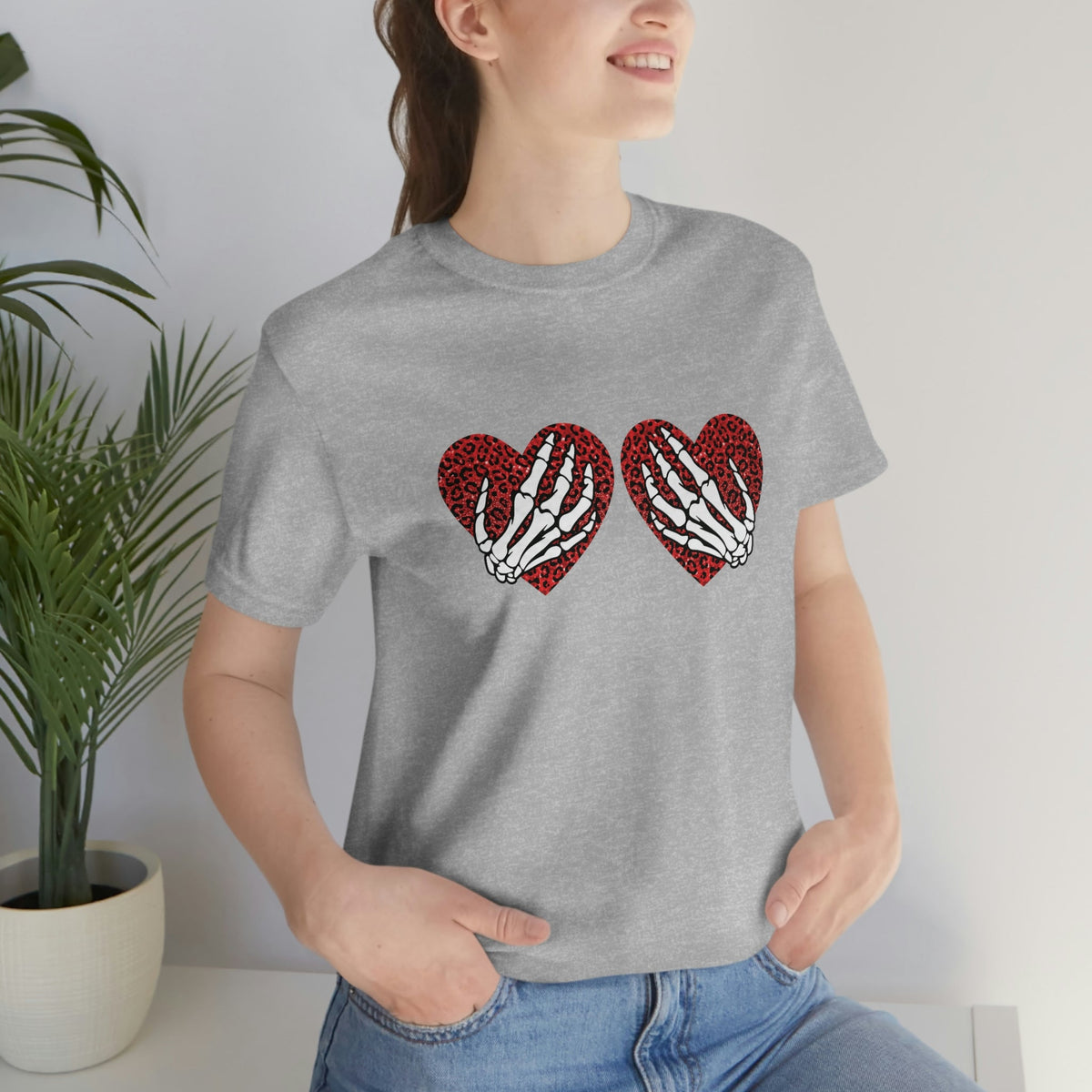 Skeleton Hearts Women's Short Sleeve Tee Athletic Heather