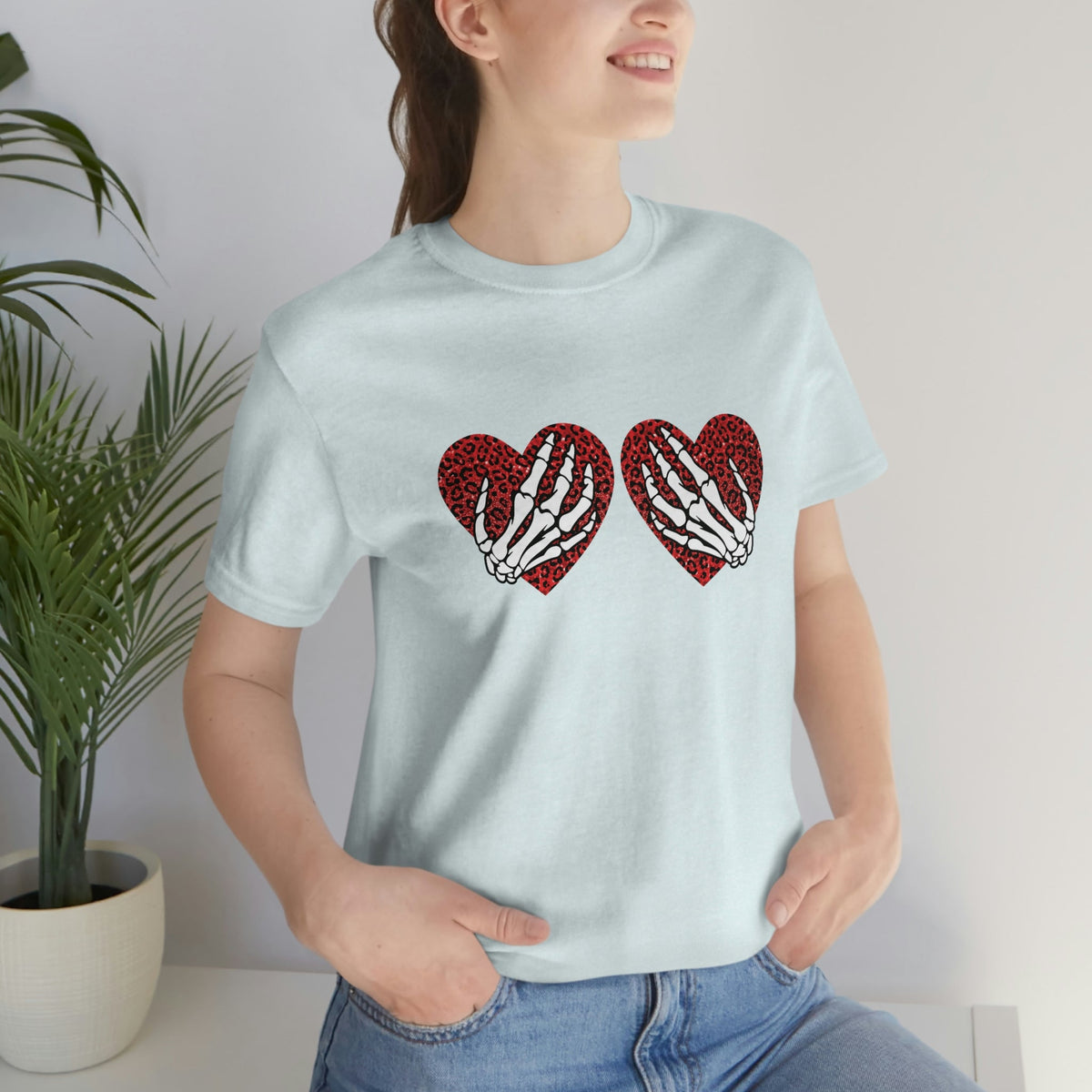 Skeleton Hearts Women's Short Sleeve Tee Heather Ice Blue