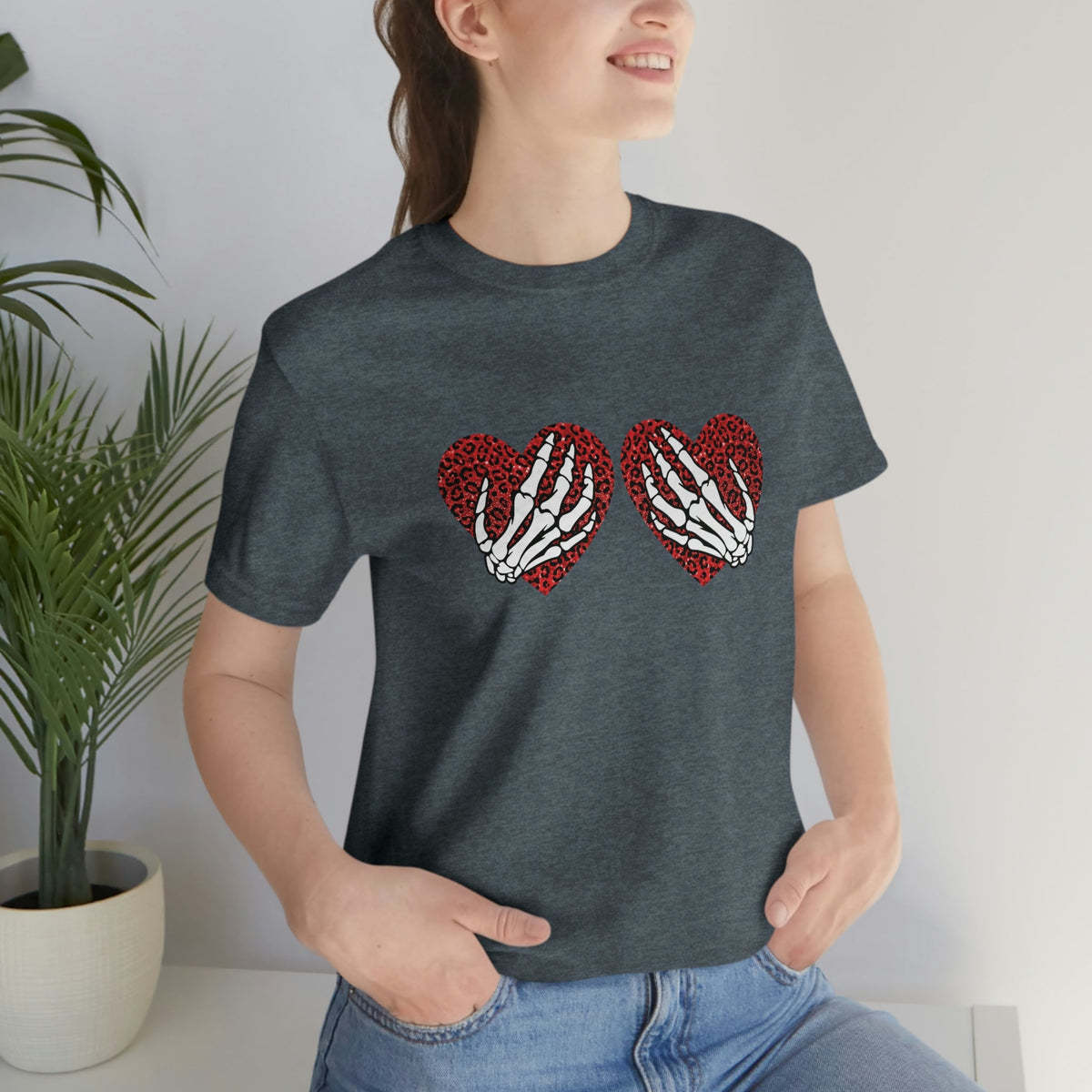 Skeleton Hearts Women's Short Sleeve Tee Heather Slate