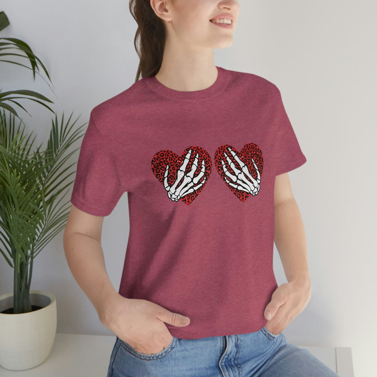 Skeleton Hearts Women's Short Sleeve Tee Heather Raspberry