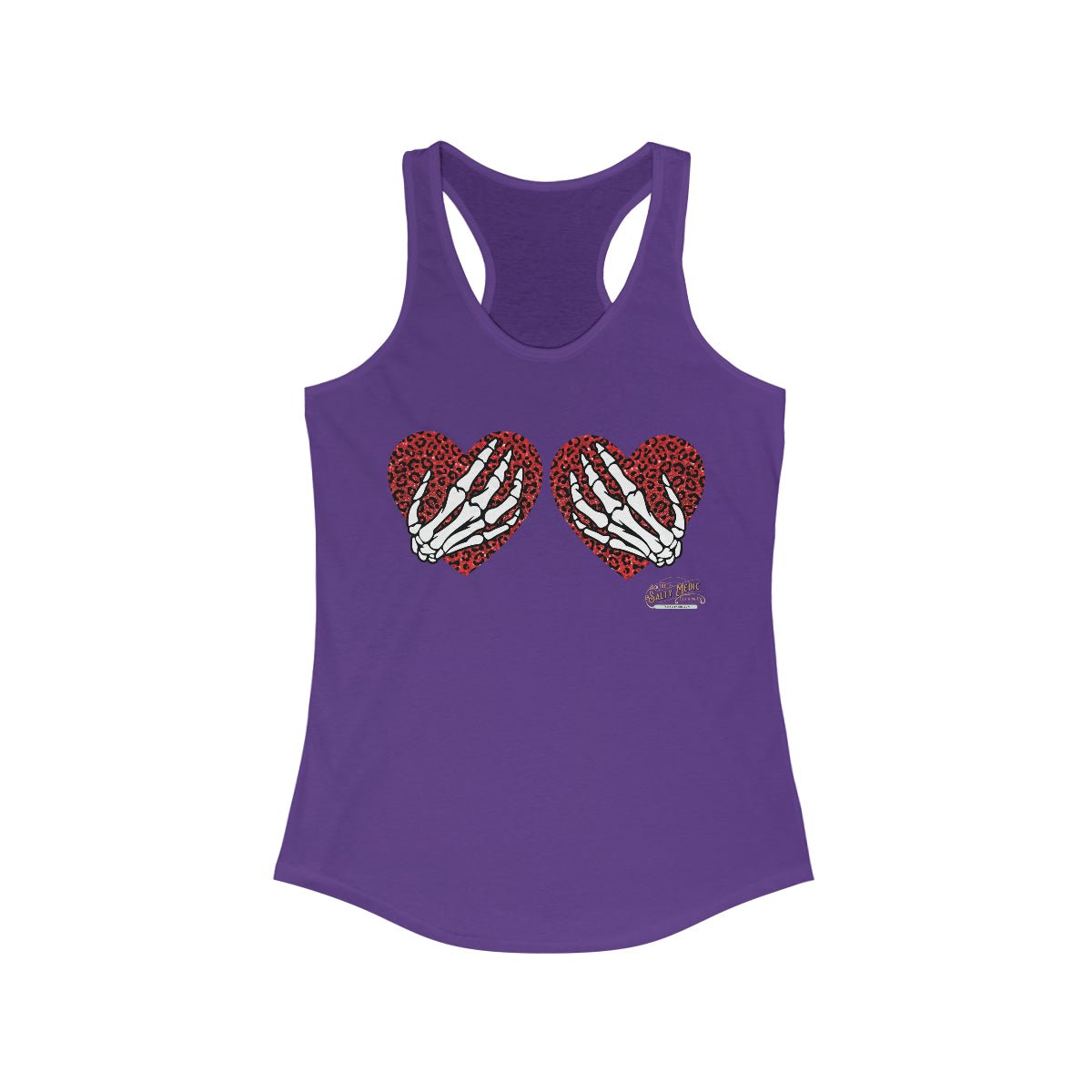 Skelton Hands On Leopard Hearts Racerback Tank Solid Purple Rush