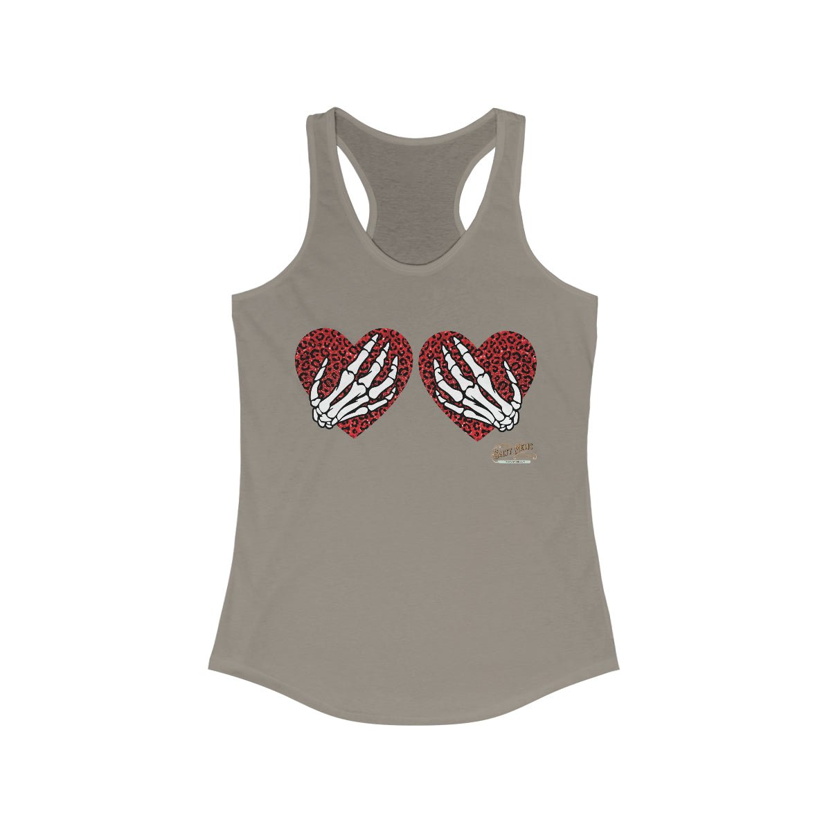 Skelton Hands On Leopard Hearts Racerback Tank Solid Warm Gray