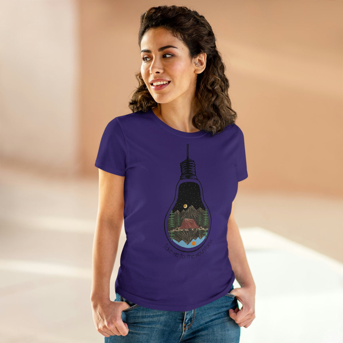 Take Me To The Mountains Women's Midweight Cotton Tee - Salty Medic Clothing Co.