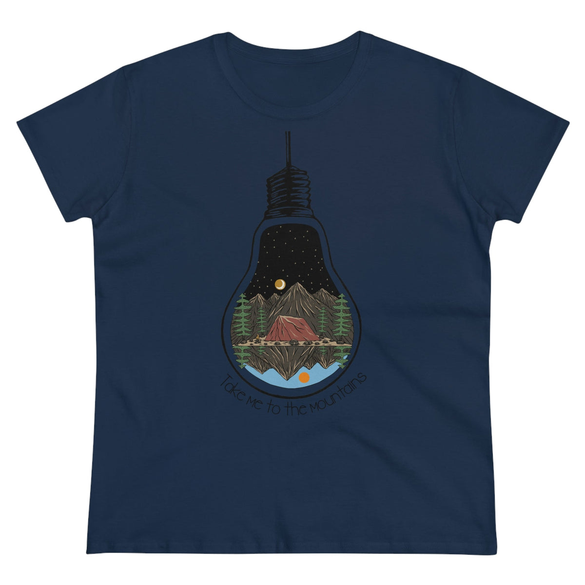 Take Me To The Mountains Women's Midweight Cotton Tee Navy