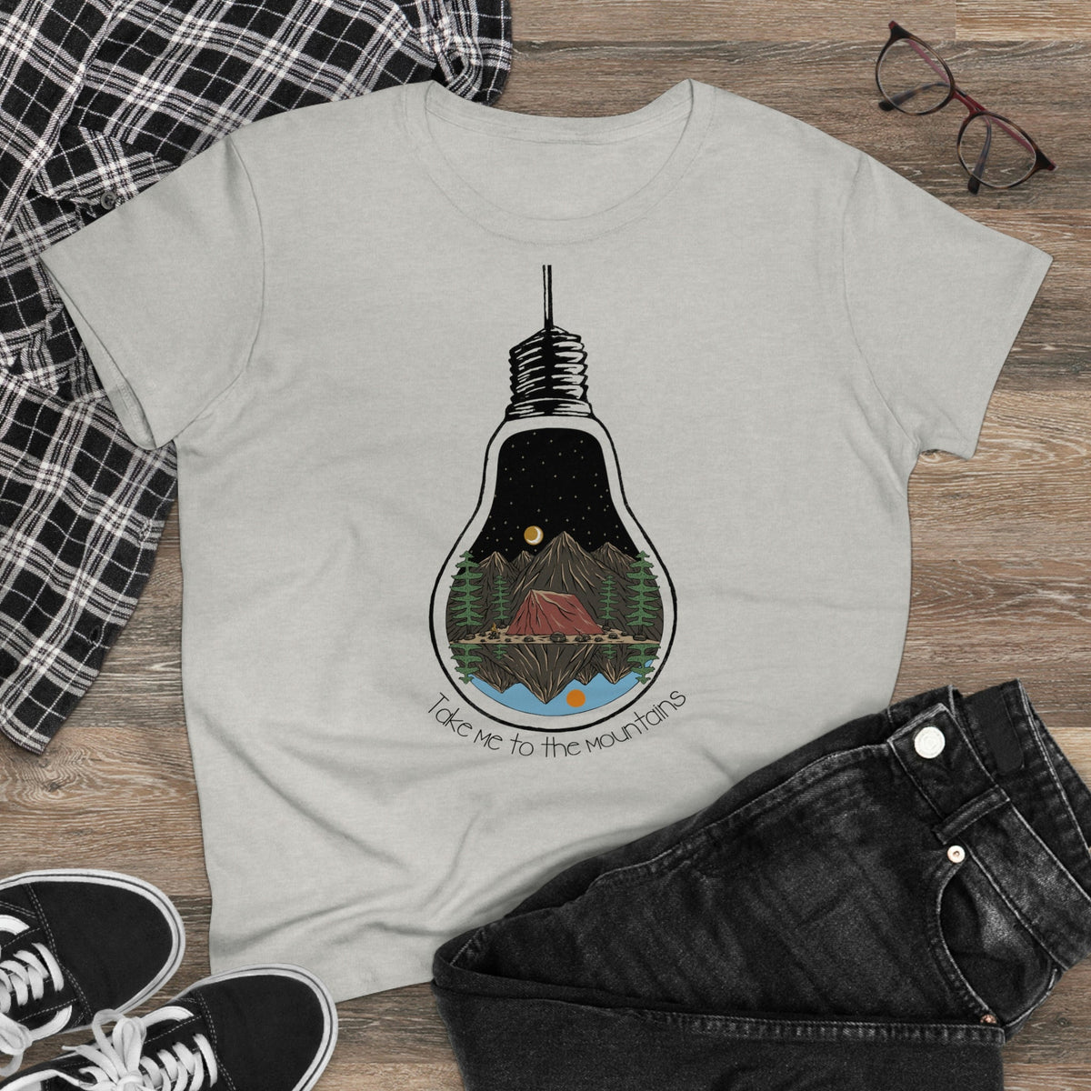 Take Me To The Mountains Women's Midweight Cotton Tee - Salty Medic Clothing Co.