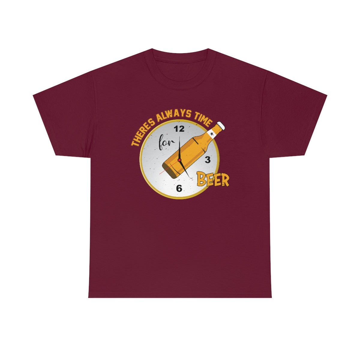 There's always time for beer Men's Heavy Cotton Tee Maroon