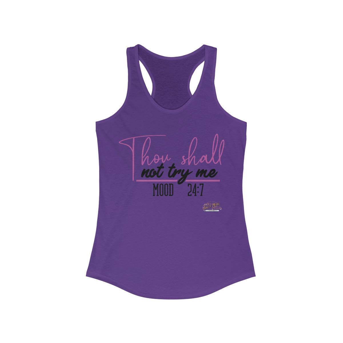 Thou Shall Not Try Me Racerback Tank Solid Purple Rush