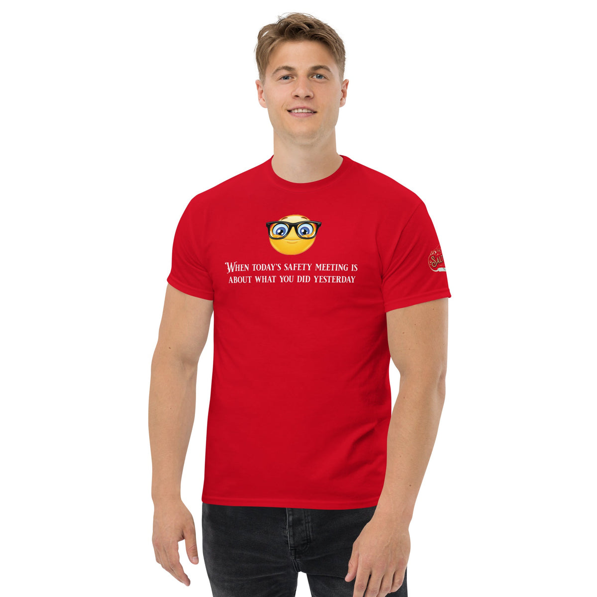 Today's safety meeting Men's classic tee Red