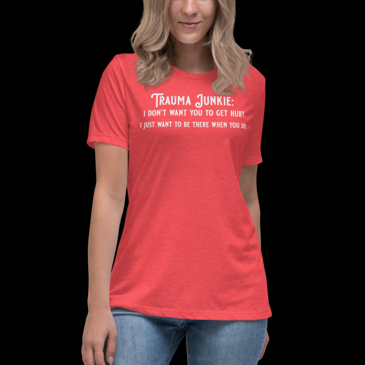 Trauma Junkie Women's Relaxed T-Shirt Heather Red