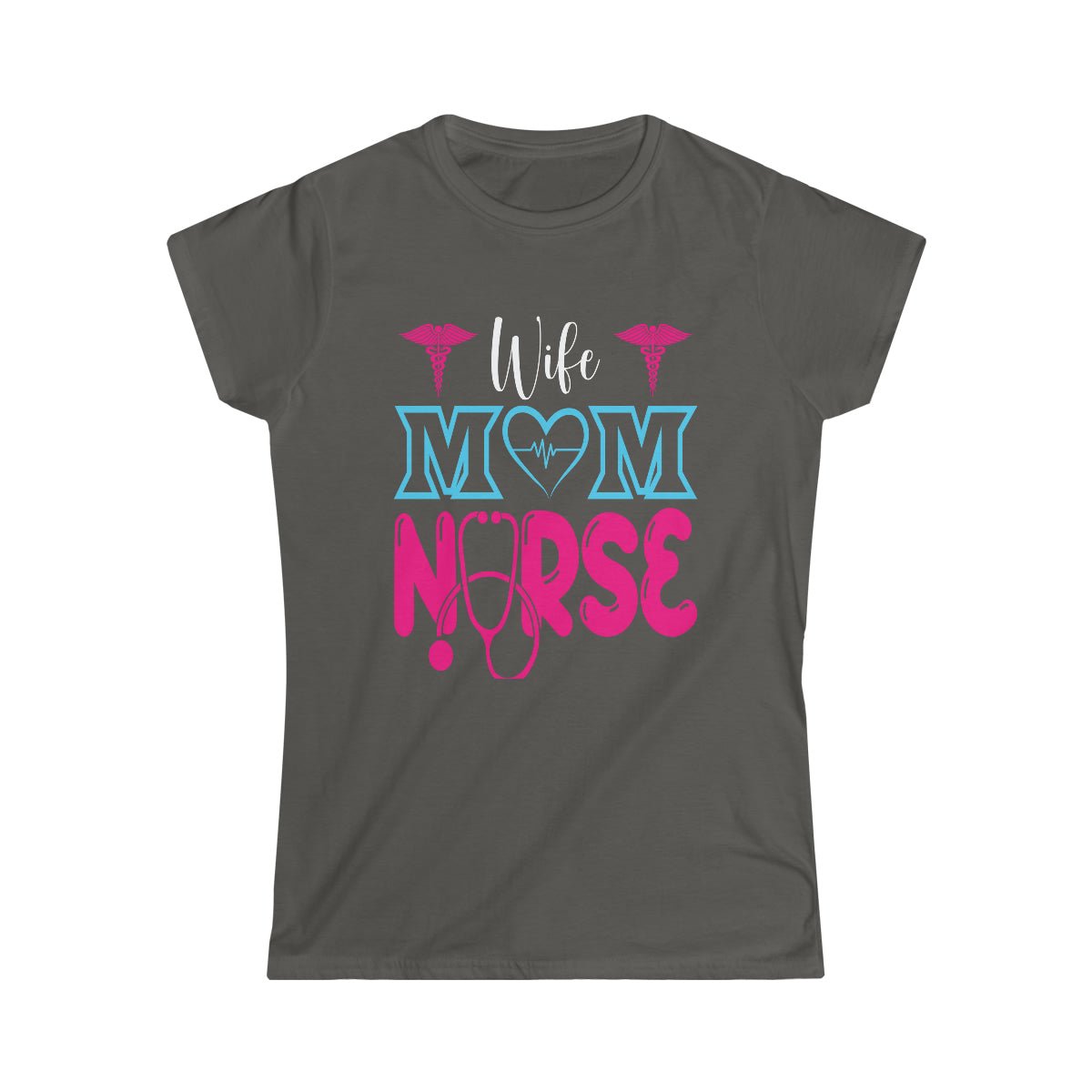 Wife, Mom, Nurse Women's T-shirt Charcoal