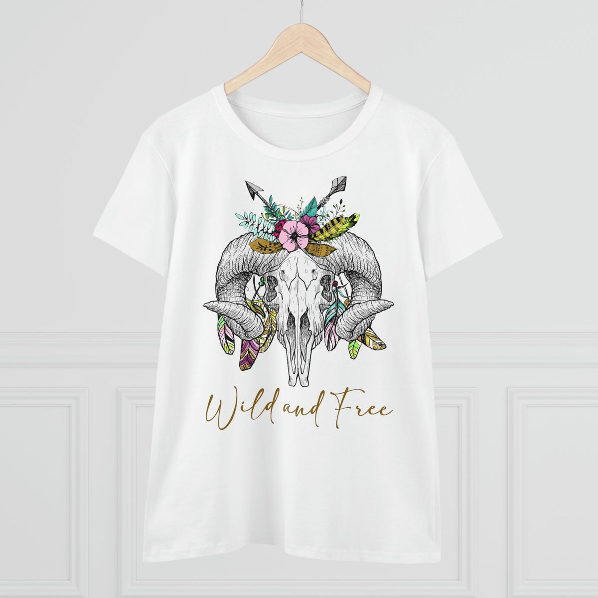 Wild and Free Skull Women's Midweight Cotton Tee