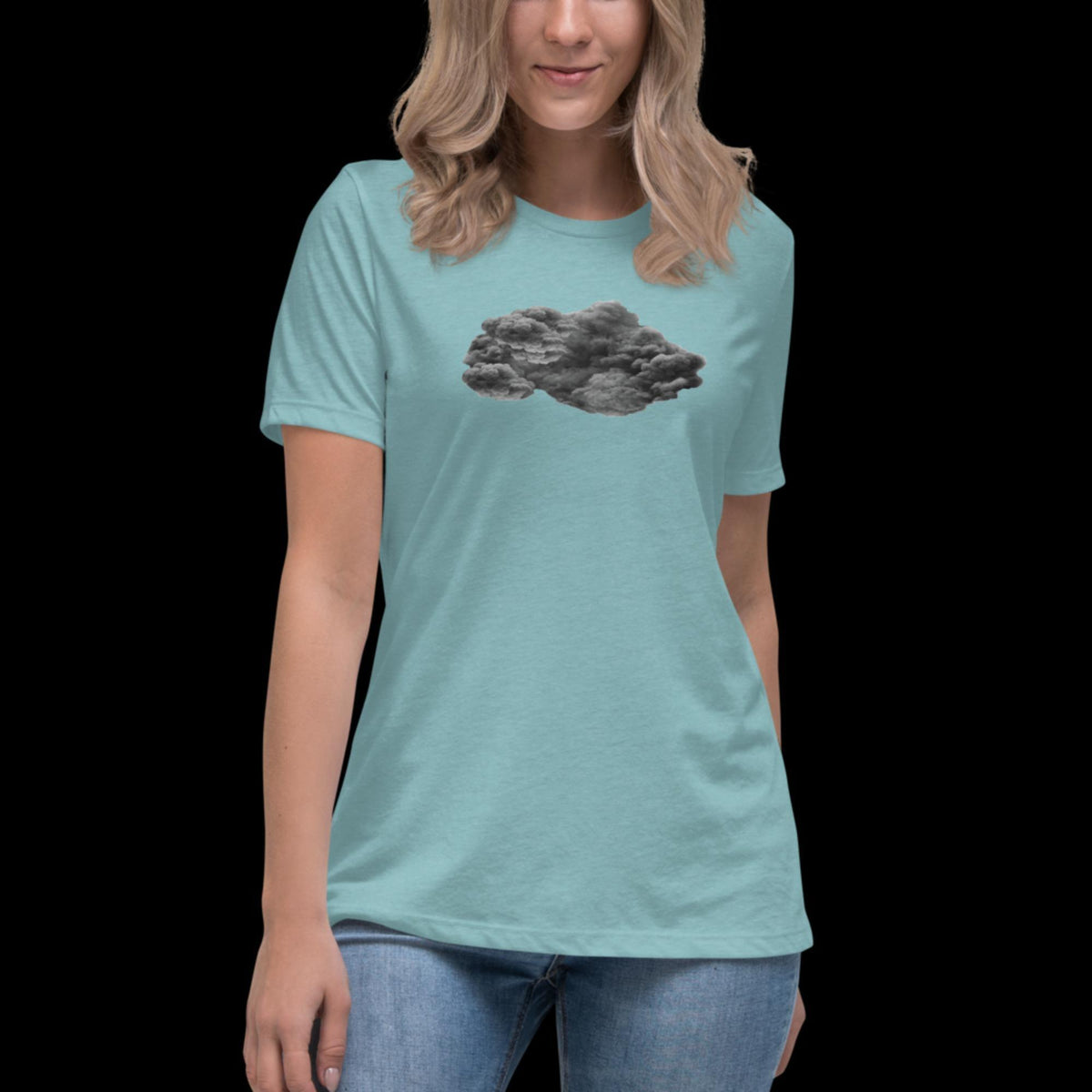 Black Cloud Women's Relaxed T-Shirt Heather Blue Lagoon