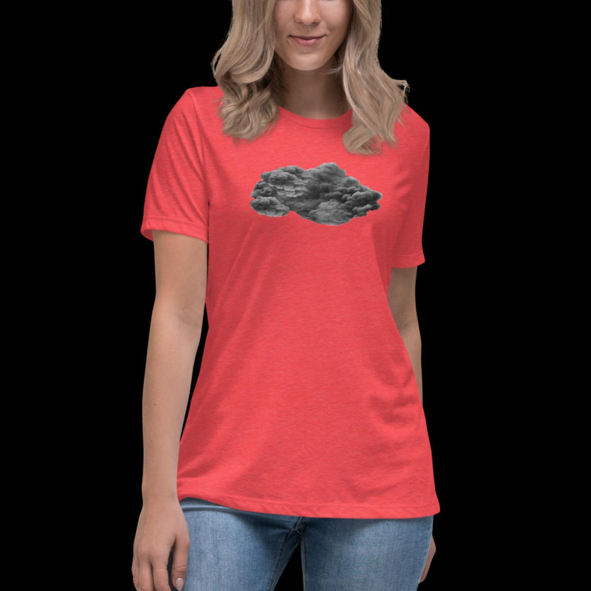 Black Cloud Women's Relaxed T-Shirt Heather Red