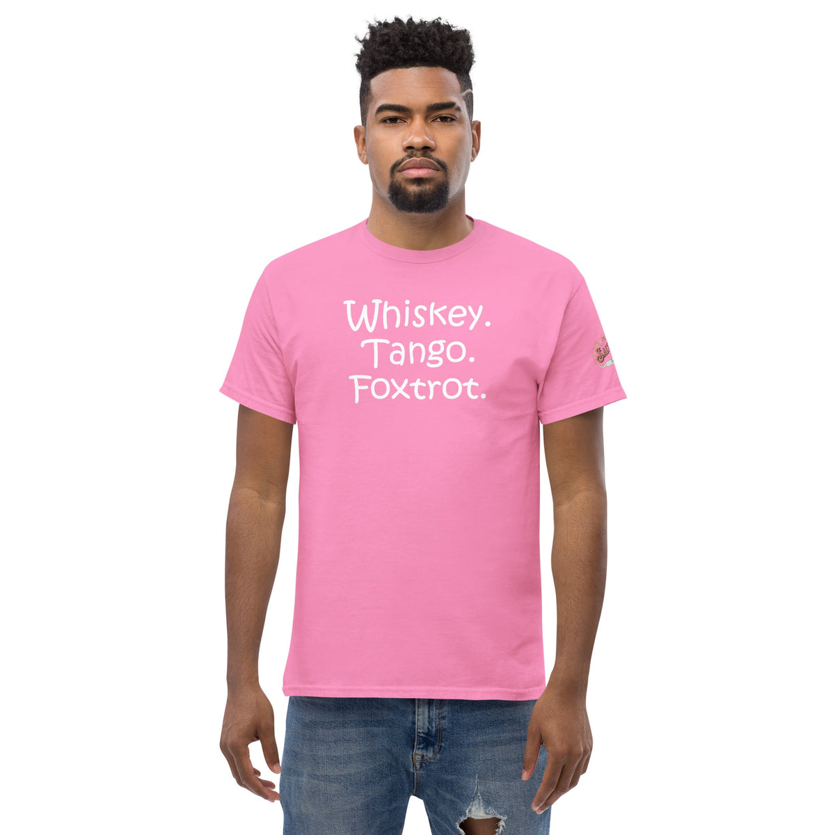 W.T.F. Men's classic tee Azalea